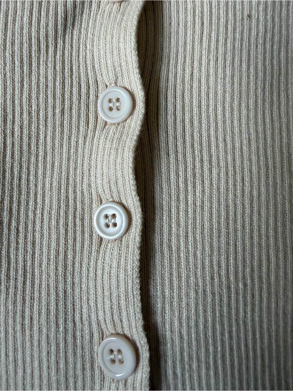 Cream Ribbed Button-Front Square Neck Tank - Picture 4 of 5